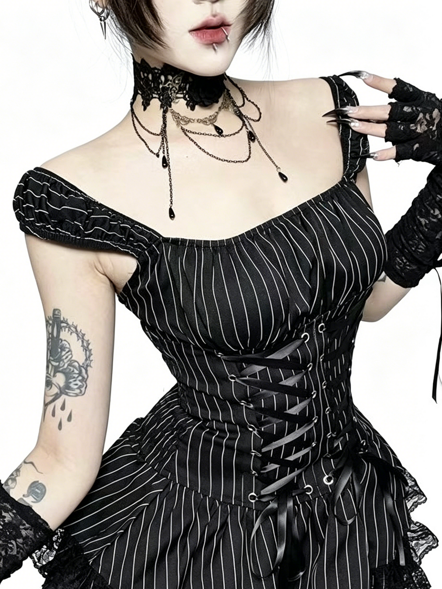 dark-ballet-gothic-striped-ruffle-dress-3