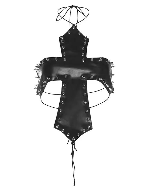 'Rivet Tempt' Y2k Sexy Rivet Cross Cami Top