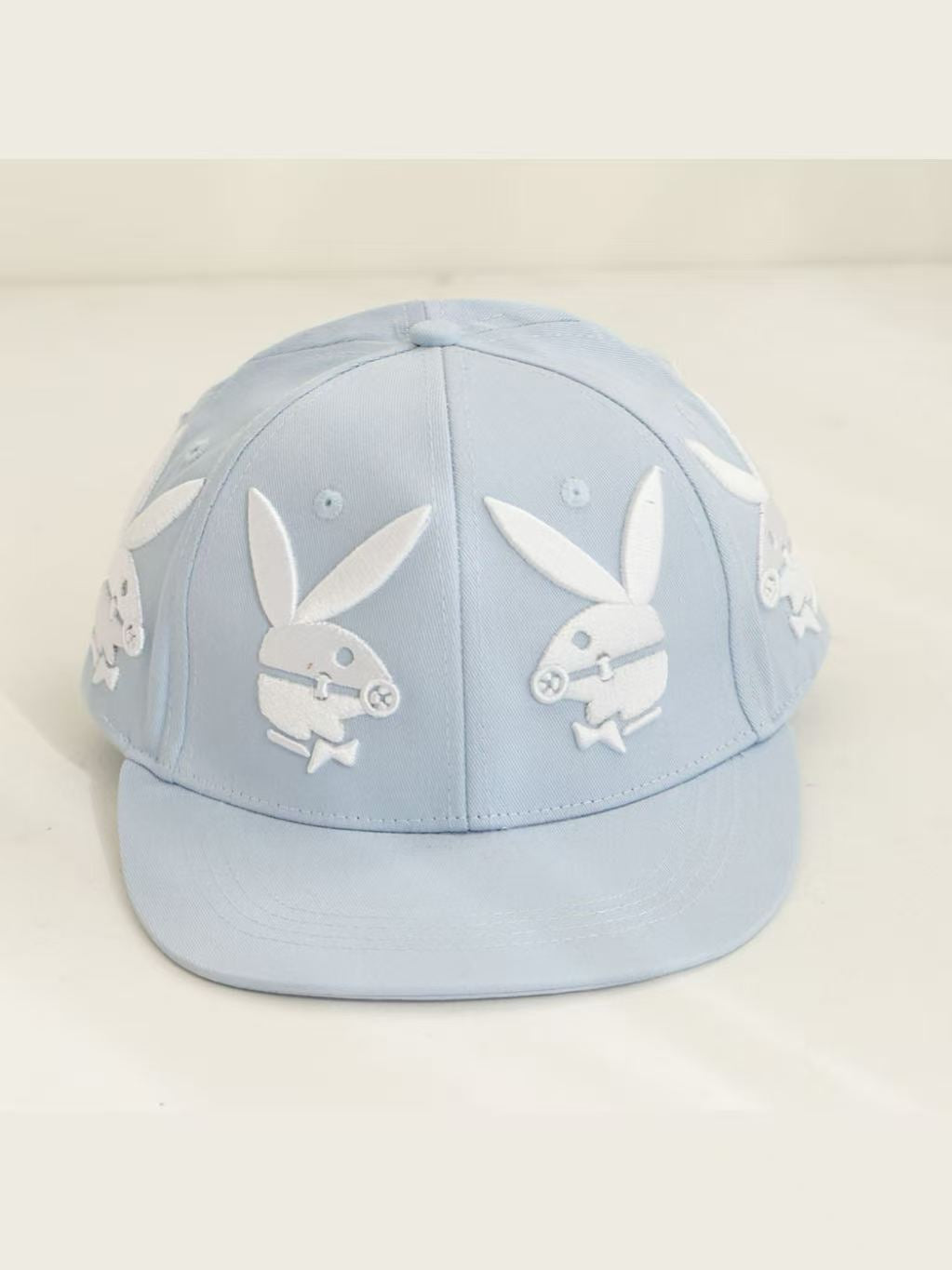 'Hop Hustle' Y2K 3D Embroidered Bunny Flat Brim Baseball Cap AlielNosirrah