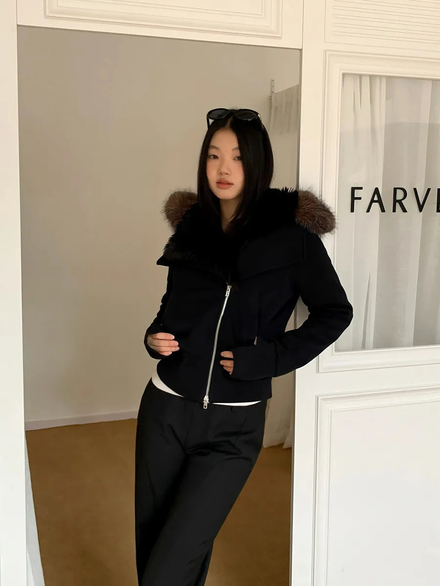 'Warm Night' Fluffy Hood Y2k Fitted Comfy Jacket AlielNosirrah