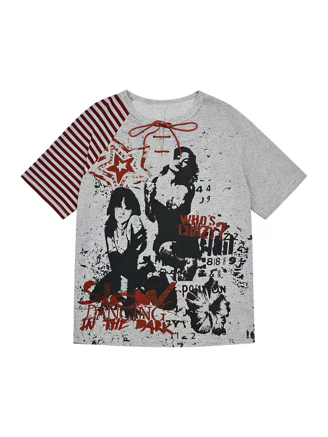 'City Outcast' Vintage Streetwear Print Striped T-Shirt AlielNosirrah