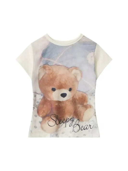 'Sleepy Bear' Coquette Girly Soft Crop Shirts AlielNosirrah