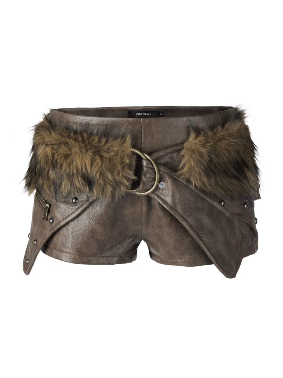 'Sassy Ride' Y2k Lace Up Fur Belt Mini Skirt (Copy) AlielNosirrah