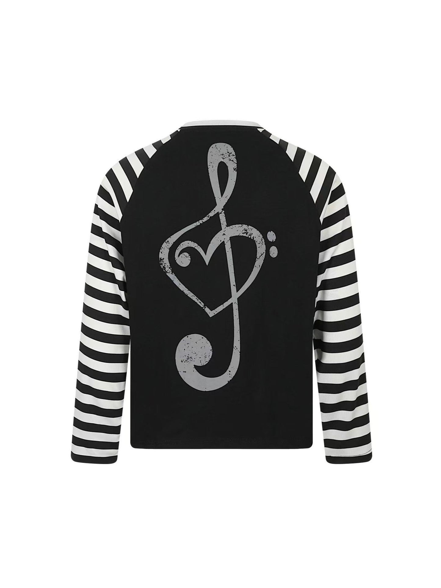 'NoteSurge' Music Note Print Striped Raglan Long Sleeve Top