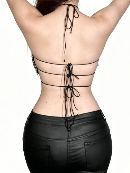'Rivet Tempt' Y2k Sexy Rivet Cross Cami Top