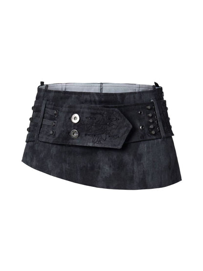 'Bullet Bloom' Metal Studded Embroidered Skort
