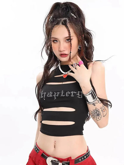 'Maddie' Sequins Alt Ripped Tank Top AlielNosirrah