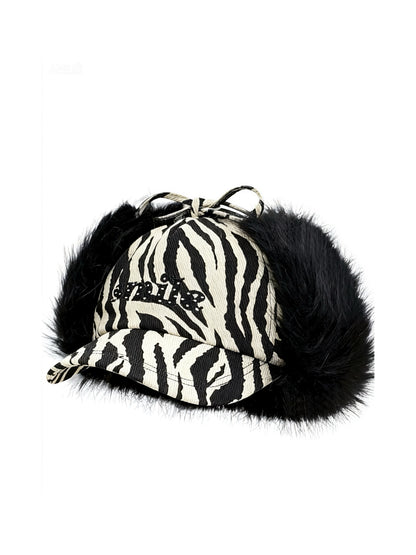'Wild One' Y2k Streetstyle Fluffy Leopard Cap AlielNosirrah