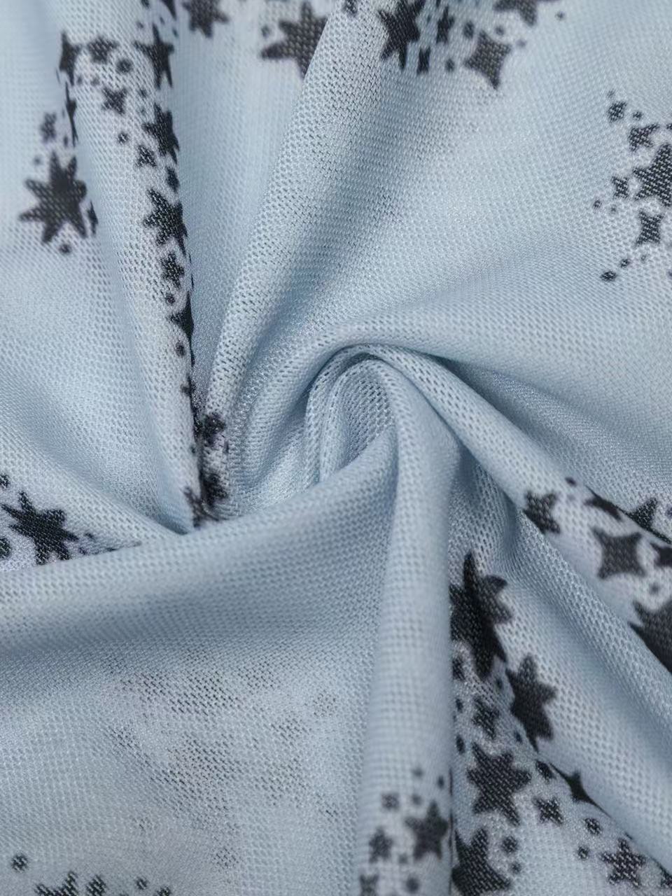 'Dreaming' Vintage Print Mesh Patchwork Long Sleeve Top AlielNosirrah