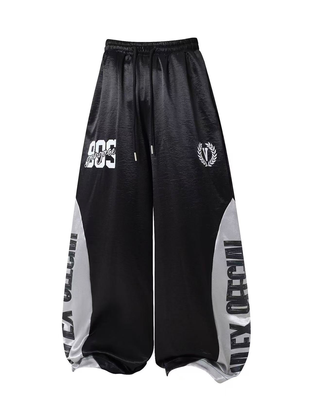 'Blockline' Contrast Panel Letter Graphic Baggy Pants
