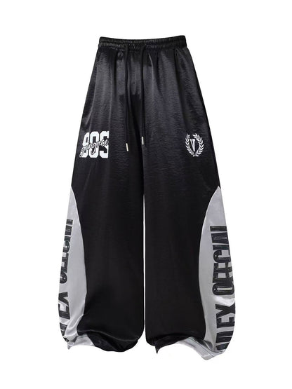 'Blockline' Contrast Panel Letter Graphic Baggy Pants