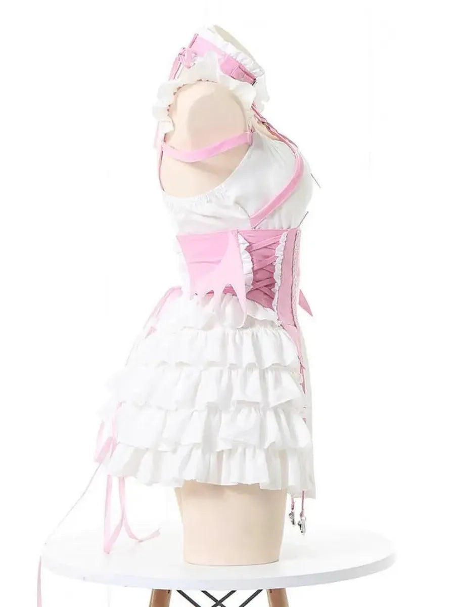'Cream Soda' Ruffled Cross Strap Wings Corset Dress AlielNosirrah