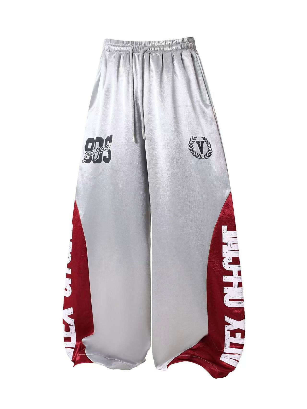 'Blockline' Contrast Panel Letter Graphic Baggy Pants