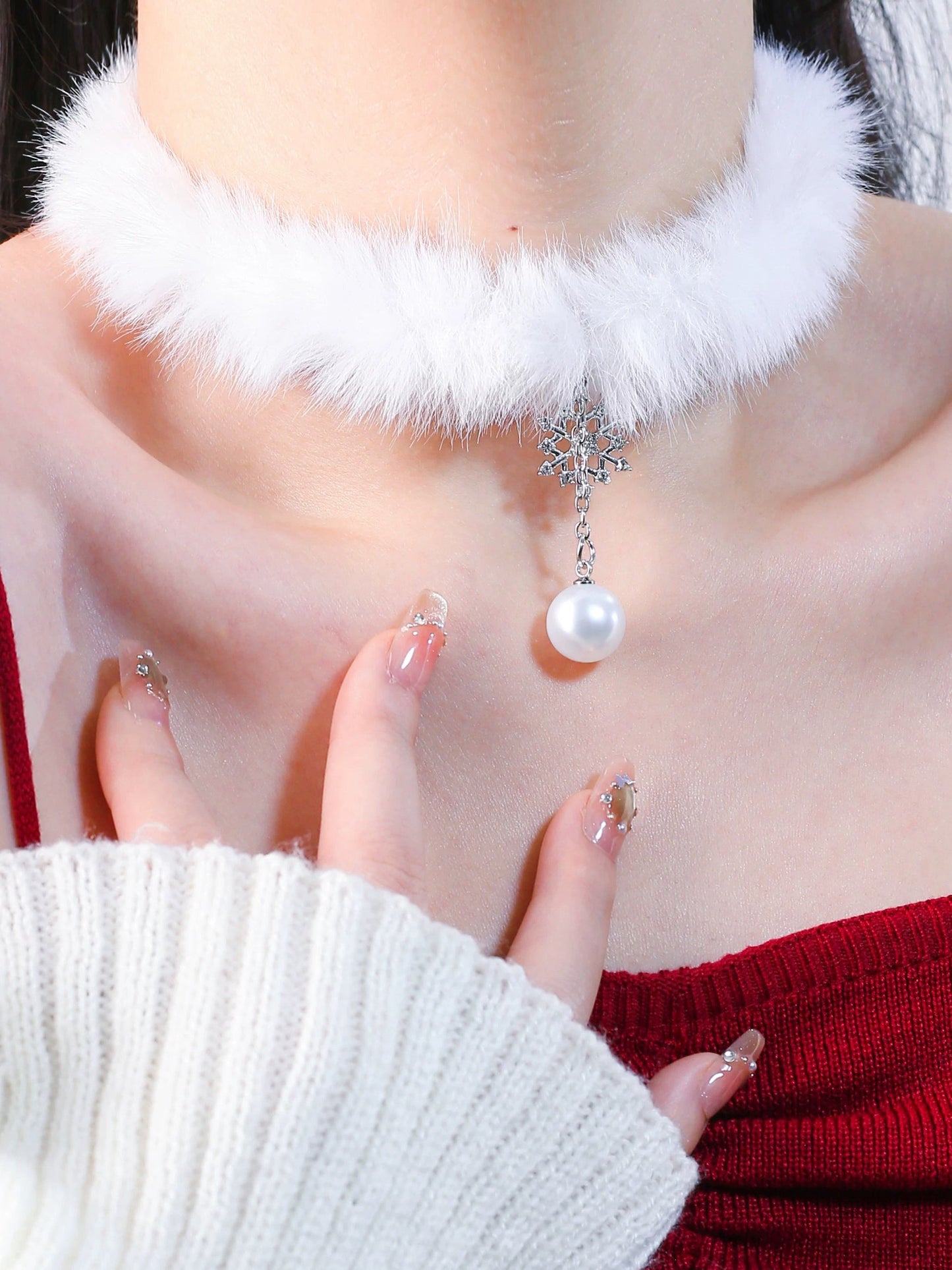 'Snow Days' Y2k Fluffy Holiday Snow Flake Choker AlielNosirrah