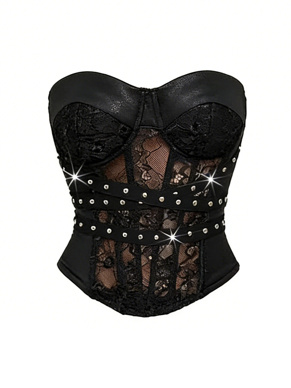'Dark Bloom' Lace Studded Strapless Corset Top AlielNosirrah
