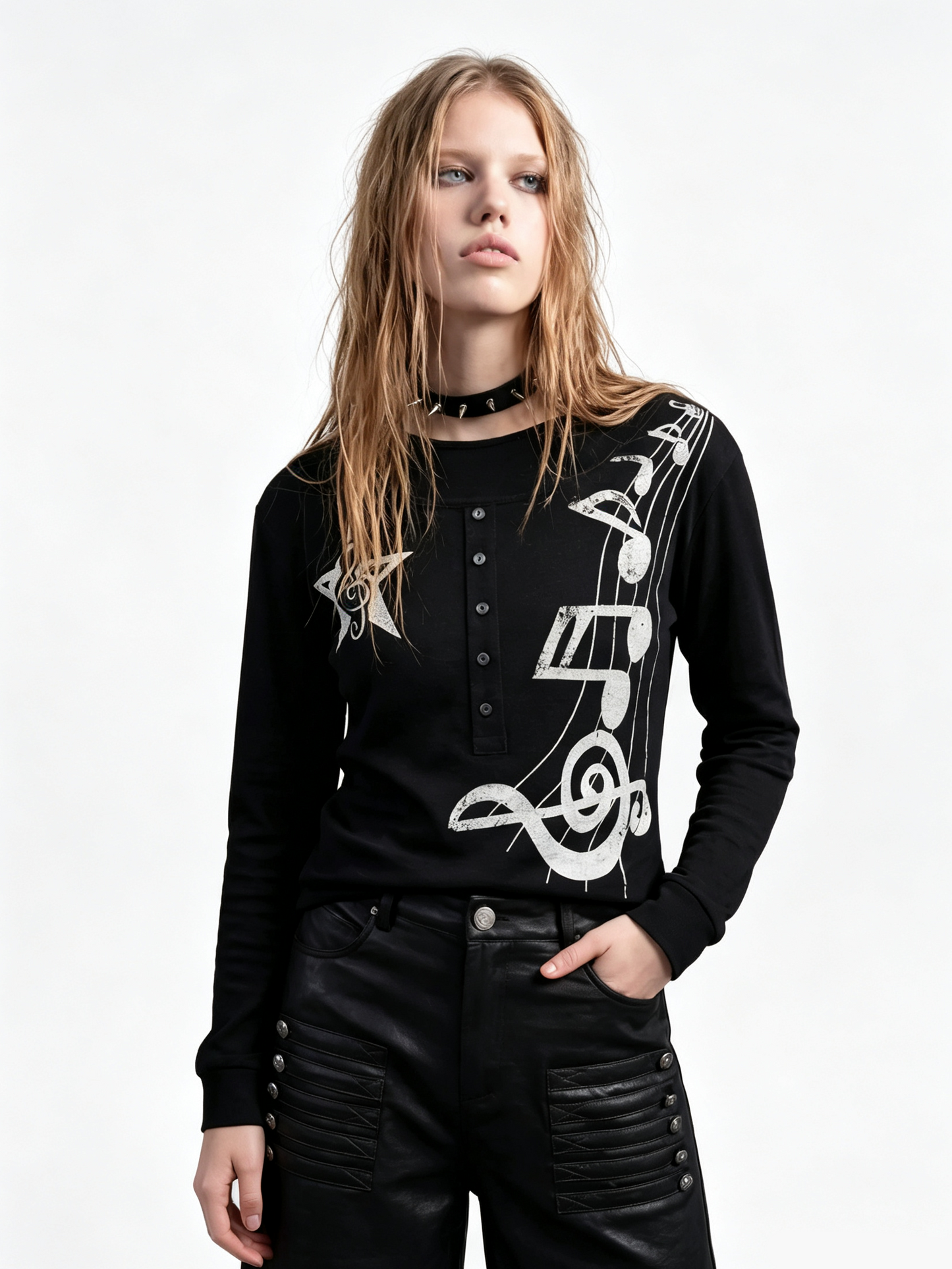 'BeatStreet' Street Music Note Print Long Sleeve Top