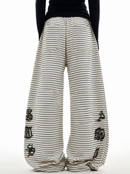 'Downtown Stripe' Grunge  Retro Striped Wide Leg Pants