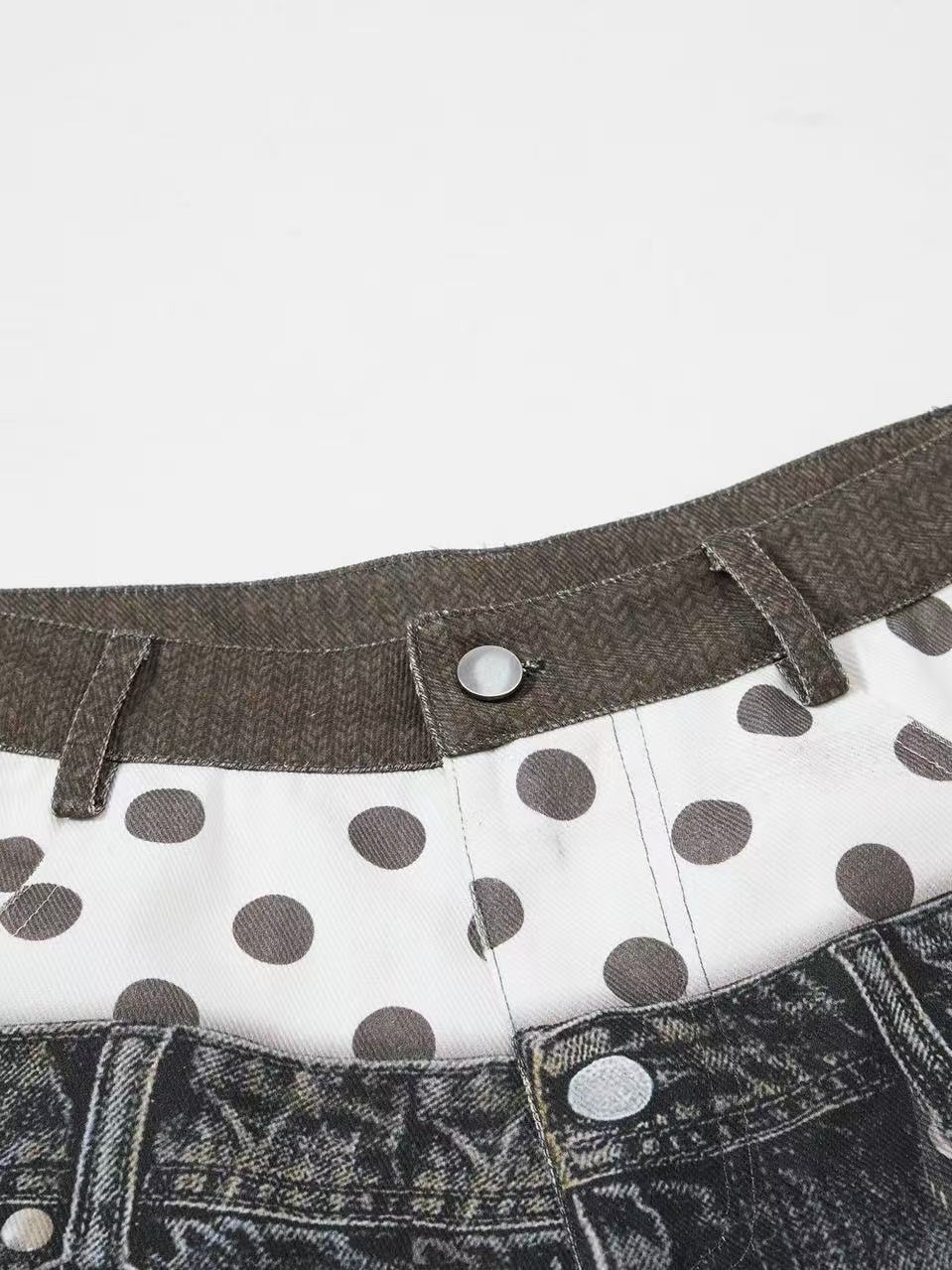 'Star Bloom' Vintage Washed Double Waist Graphic Capri Denim Pants AlielNosirrah