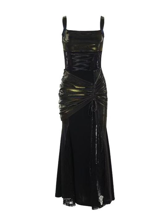 'Moonlit Seduction' Black Lace Cut-Out Slip Maxi Dress (Copy) AlielNosirrah