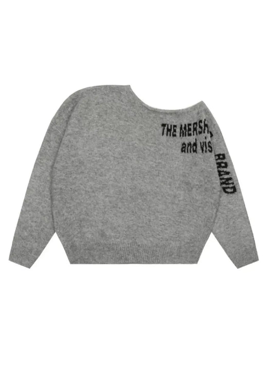 'Echo Street' Off Shoulder Oversized Letter Print Sweater AlielNosirrah