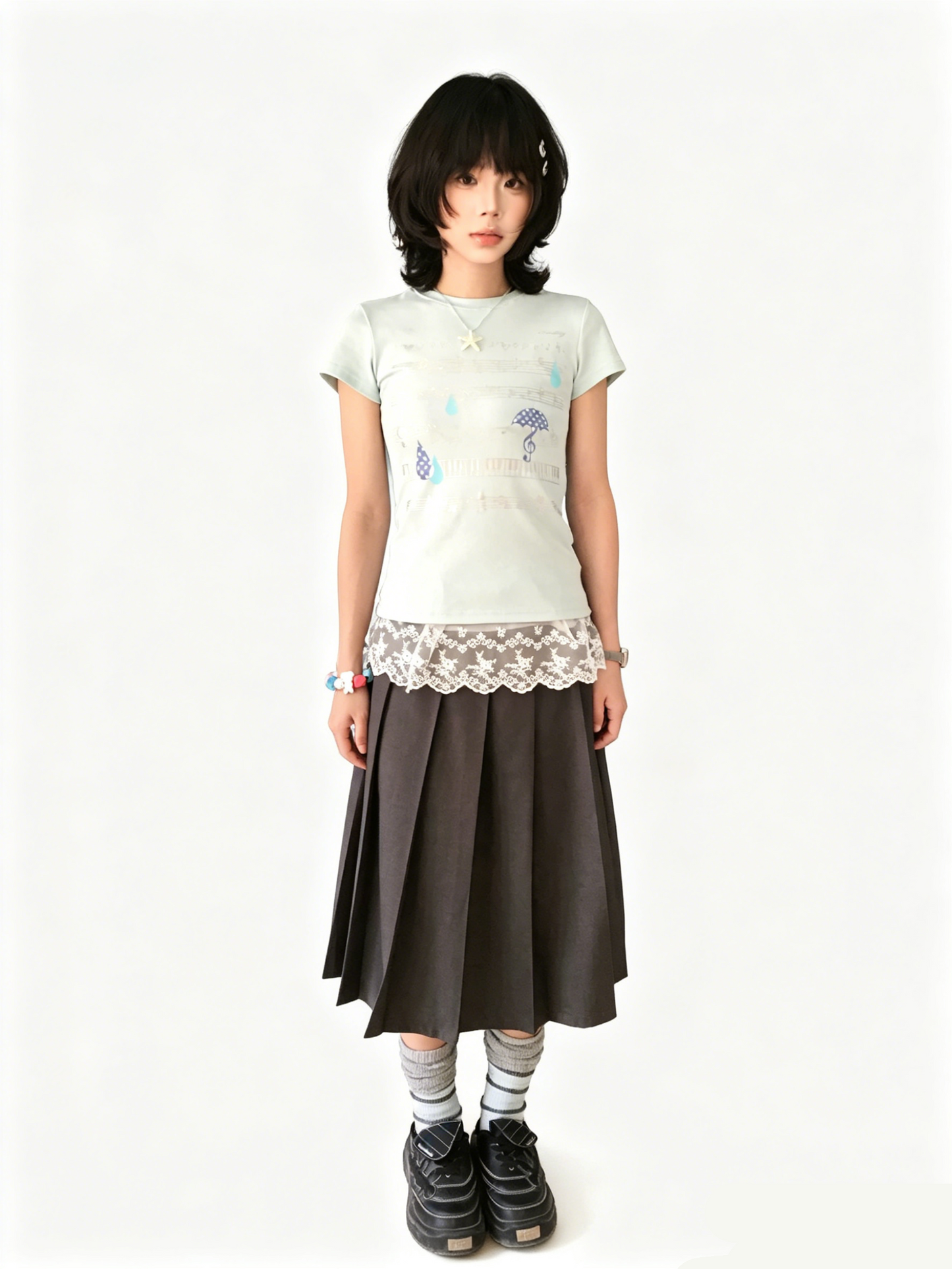'Tune Dream' Cute Music Note Print Short Sleeve T-Shirt (Copy) AlielNosirrah