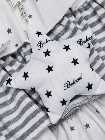 'Star Glow' Y2K Patchwork Striped Star Puffy Skirt AlielNosirrah