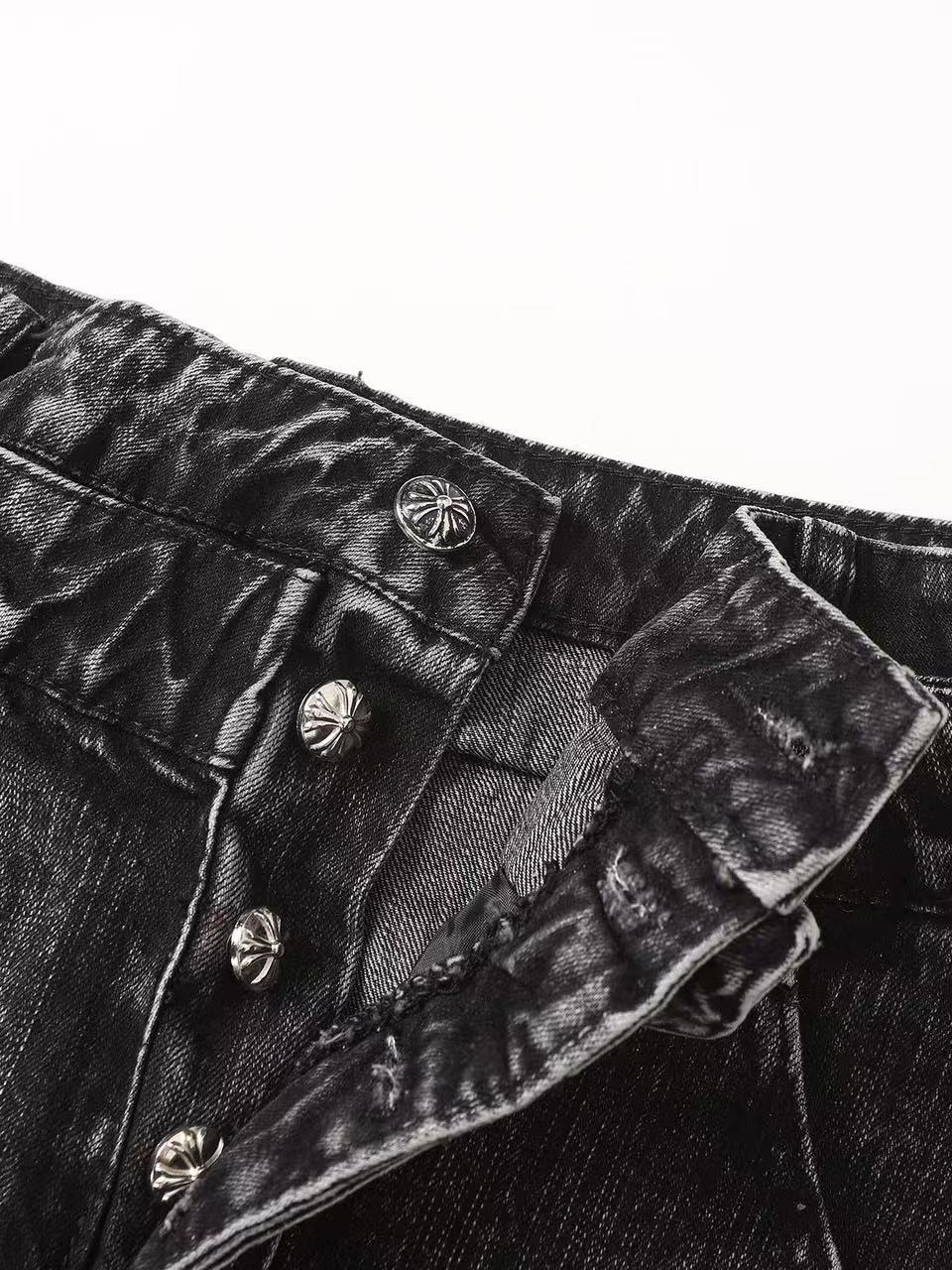 'CrossDazzle' Vintage Cross Rhinestone Long Jeans
