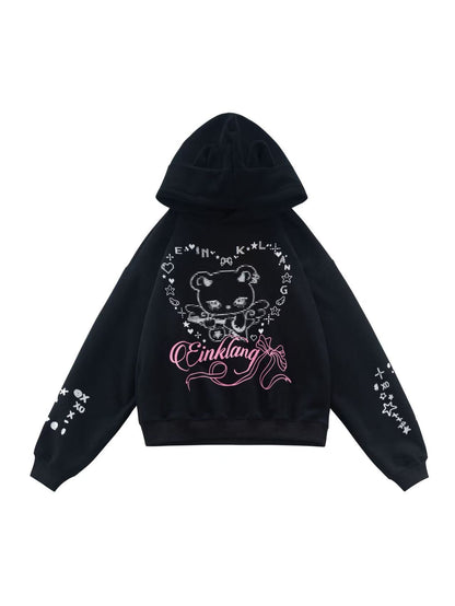 'Heart Bear' Cute & Edgy Bear-Ear Hoodie AlielNosirrah