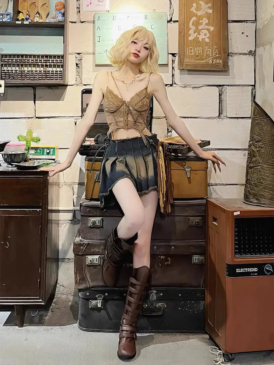 'DragonFruit' Pink Lace Suspender Cami Top AlielNosirrah