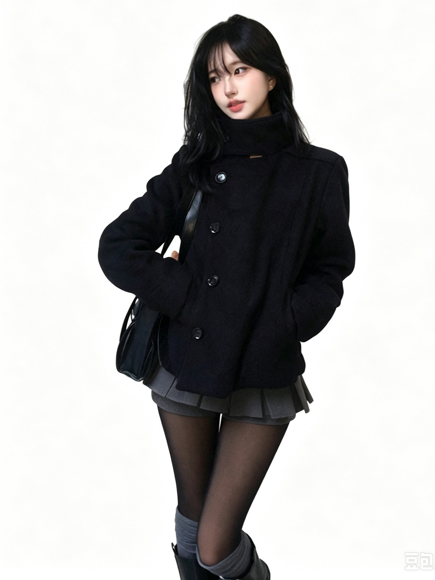 'Prep Offset' College Style  Cropped Asymmetric Button Coat