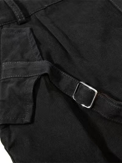 'Hype Tie' High Street Strap Design Wide Leg Cargo Capri Pants
