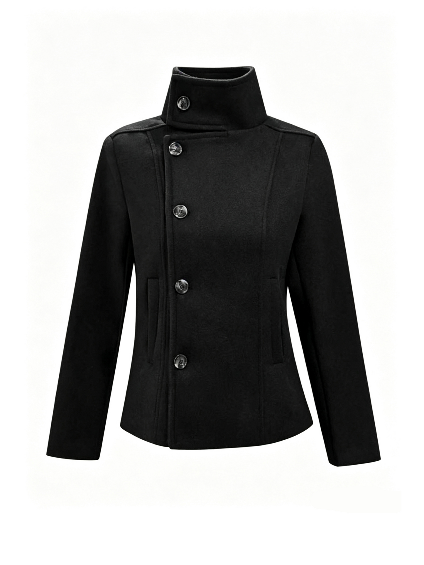 'Prep Offset' College Style  Cropped Asymmetric Button Coat