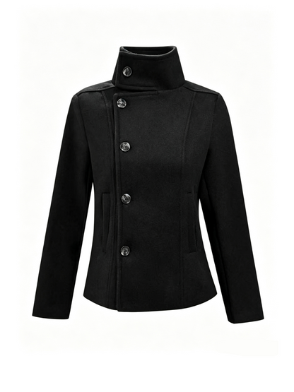 'Prep Offset' College Style  Cropped Asymmetric Button Coat