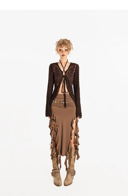 ’Catch Me' Cave Girl Leopard Ruffle One Shoulder Top AlielNosirrah