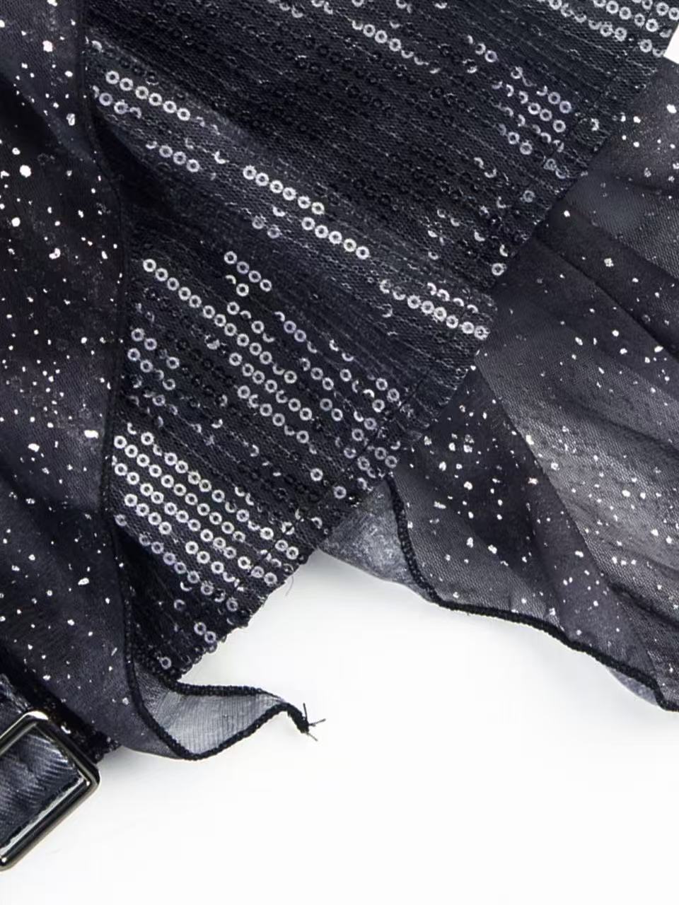'Flashpoint' Asymmetrical Sequin Patchwork Mini Skirt