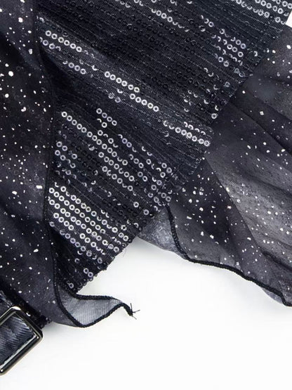 'Flashpoint' Asymmetrical Sequin Patchwork Mini Skirt