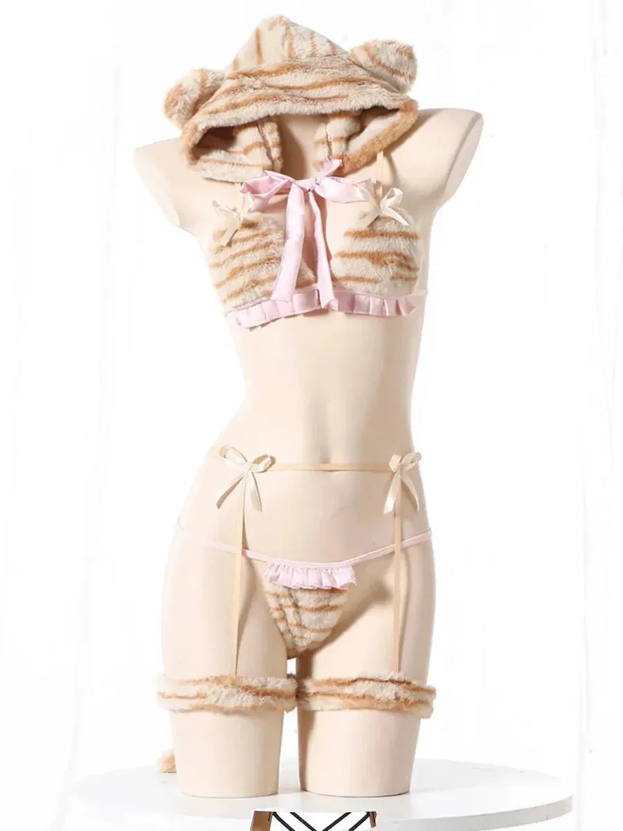 'Tiger Babe' Sexy Cute Valentine Fleeced Lingerie Set AlielNosirrah