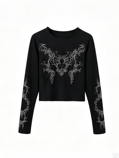 'Punk Ink' Punk Graphic Print Long Sleeve Top