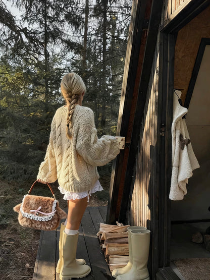 'Sweet Tale' Kawaii Deer Pattern Faux Fur Hand Bag AlielNosirrah