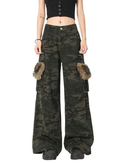 'Wild Hunt' Streetstyle Cargo Fur Camouflage Multi Pocket Pants AlielNosirrah