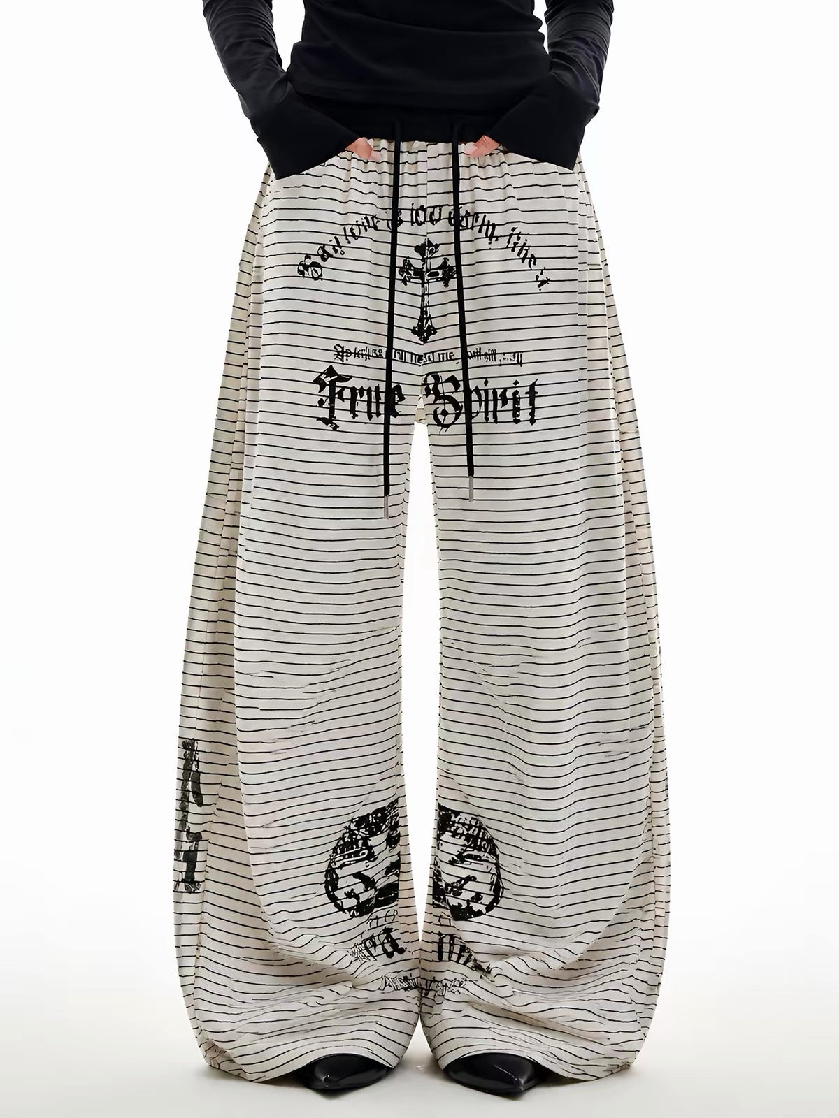 'Downtown Stripe' Grunge  Retro Striped Wide Leg Pants