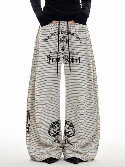 'Downtown Stripe' Grunge  Retro Striped Wide Leg Pants