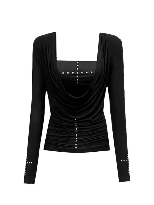 'Mafia' Y2k Swing Collar Cross Knitted 2 Pcs Top AlielNosirrah