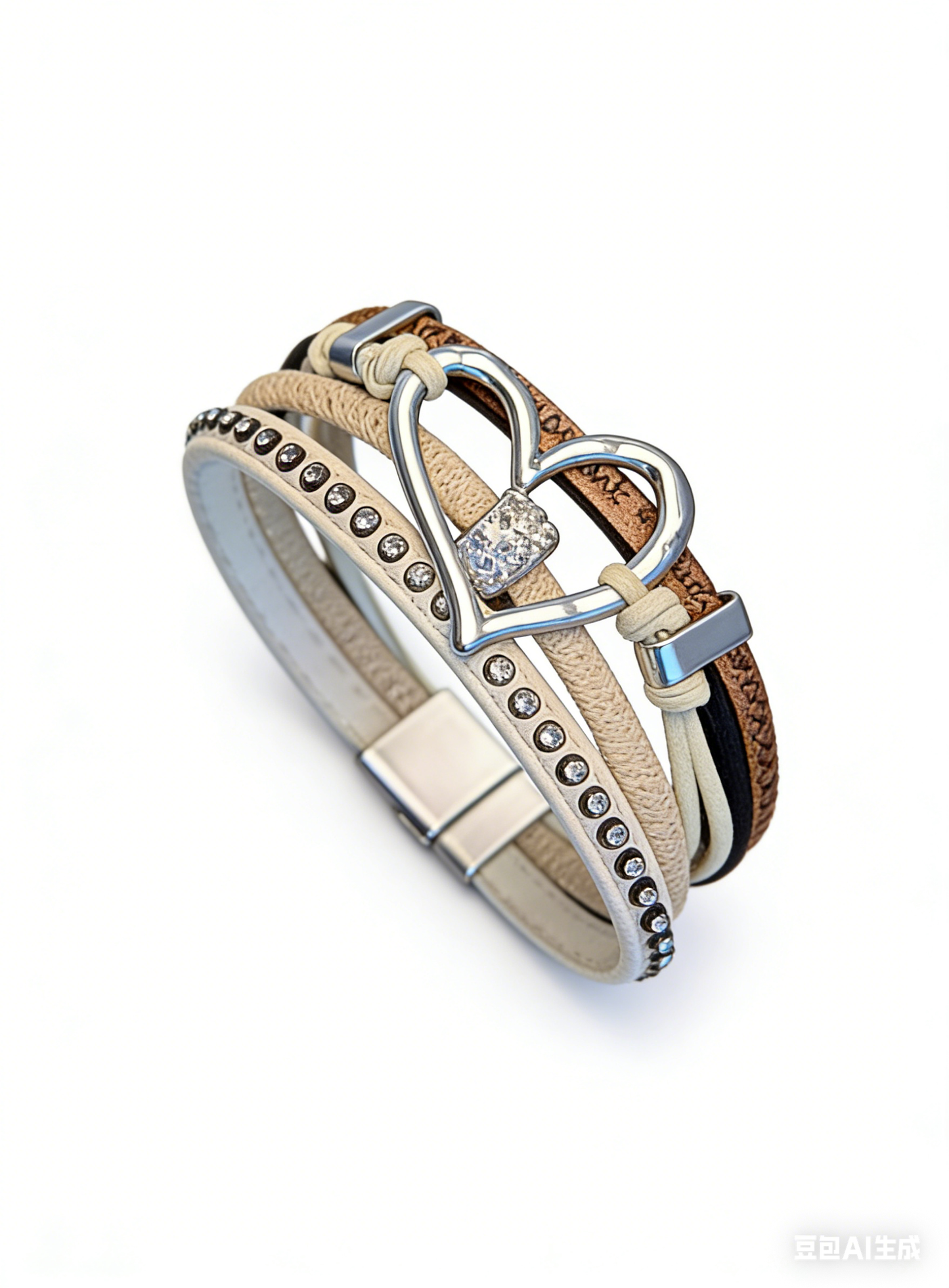 'Heartlock' Vintage Hollow Heart Leather Bracelet AlielNosirrah