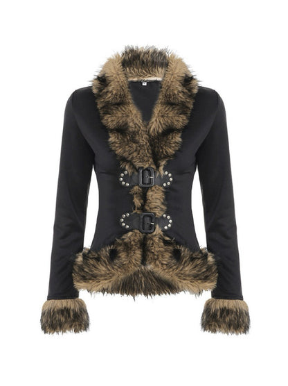 ’Wild Grace' Vintage Faux Fur Collar Buckle Jacket AlielNosirrah