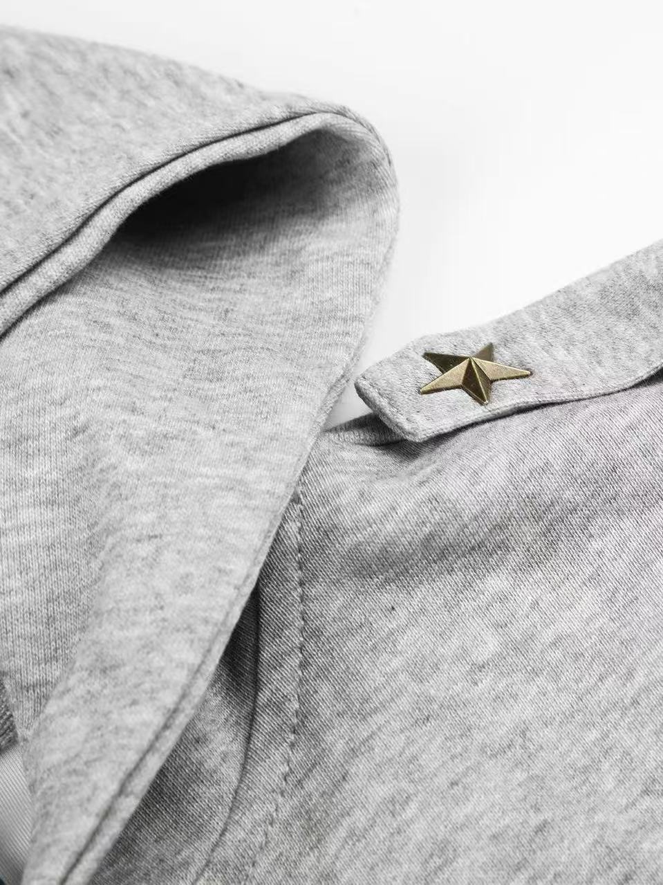 'Star Relic' Retro Distressed Star‑Shaped Buckles Camouflage Hooded