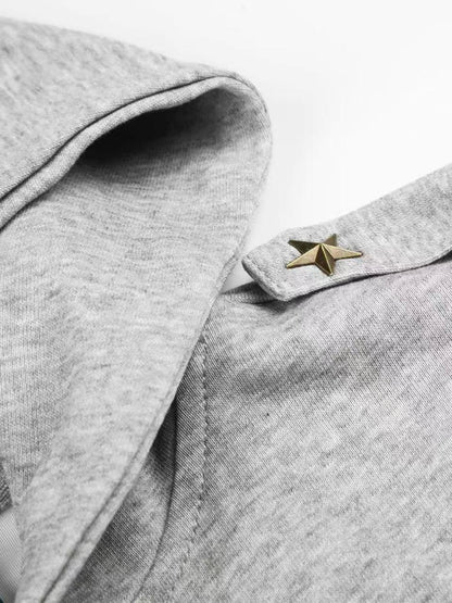 'Star Relic' Retro Distressed Star‑Shaped Buckles Camouflage Hooded