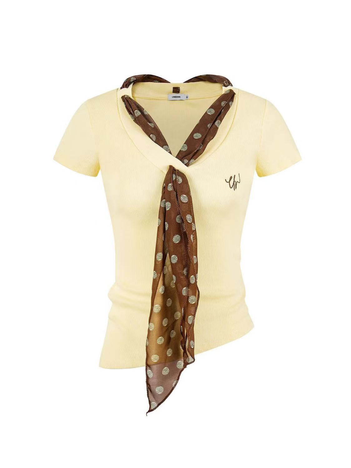 'Old Cinema' Vintage Polka Dot Scarf Asymmetrical T-Shirt (Copy) AlielNosirrah