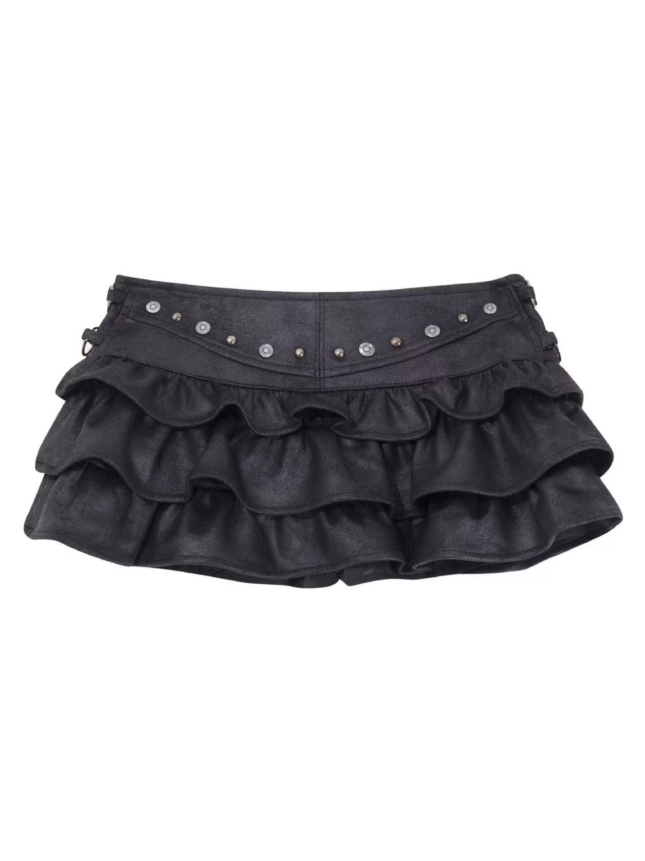 'Eclipse' PU Leather Pleated A-Line Skirt AlielNosirrah