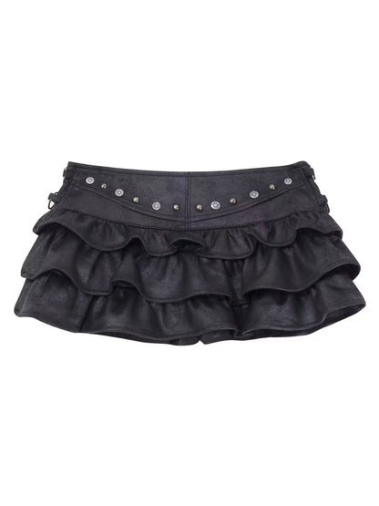 'Eclipse' PU Leather Pleated A-Line Skirt AlielNosirrah